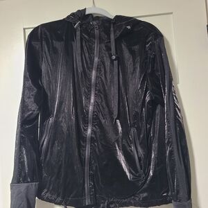 ZYIA Shiny Black Windbreaker Jacket